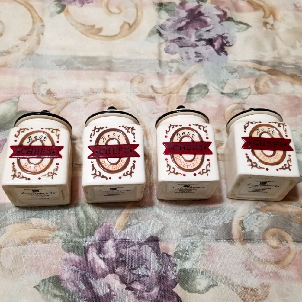 4pc Home Interiors Herb Canister Set